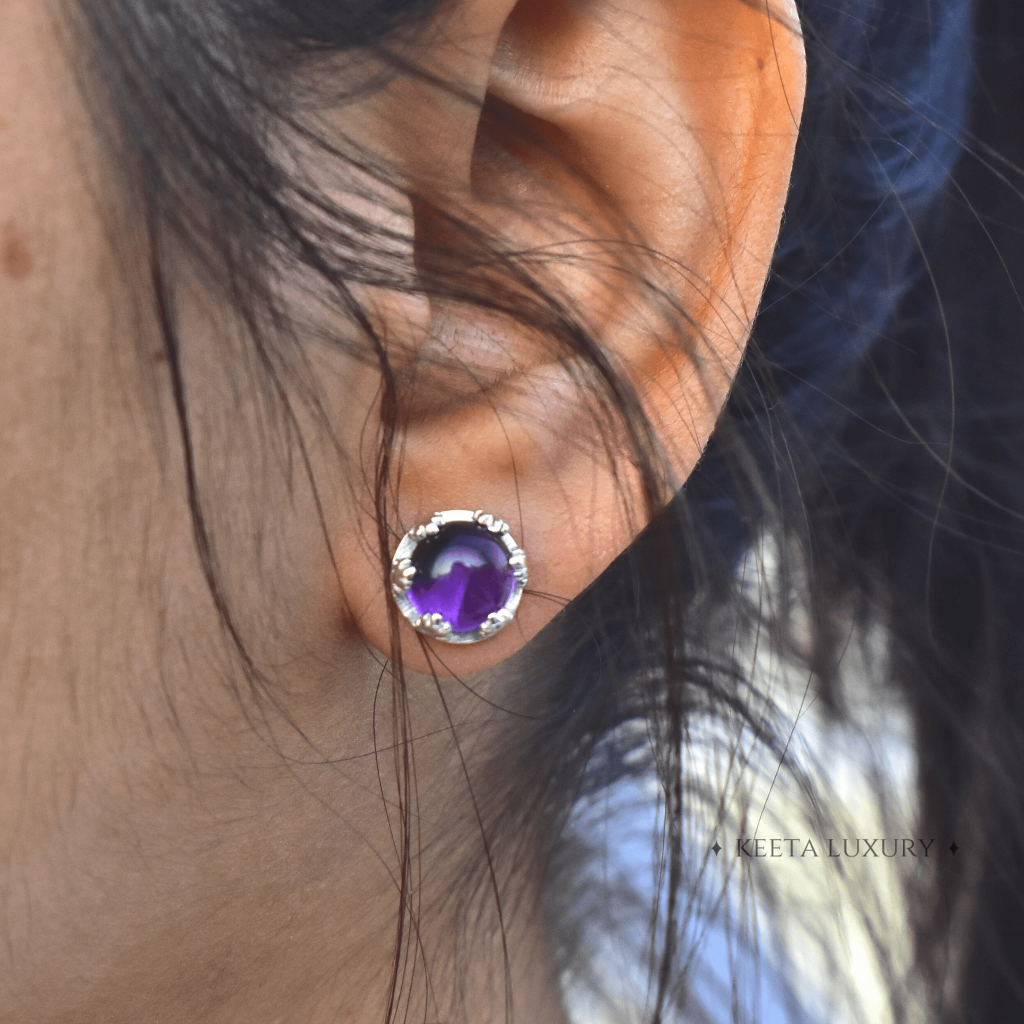 Leaf - Amethyst Stud -