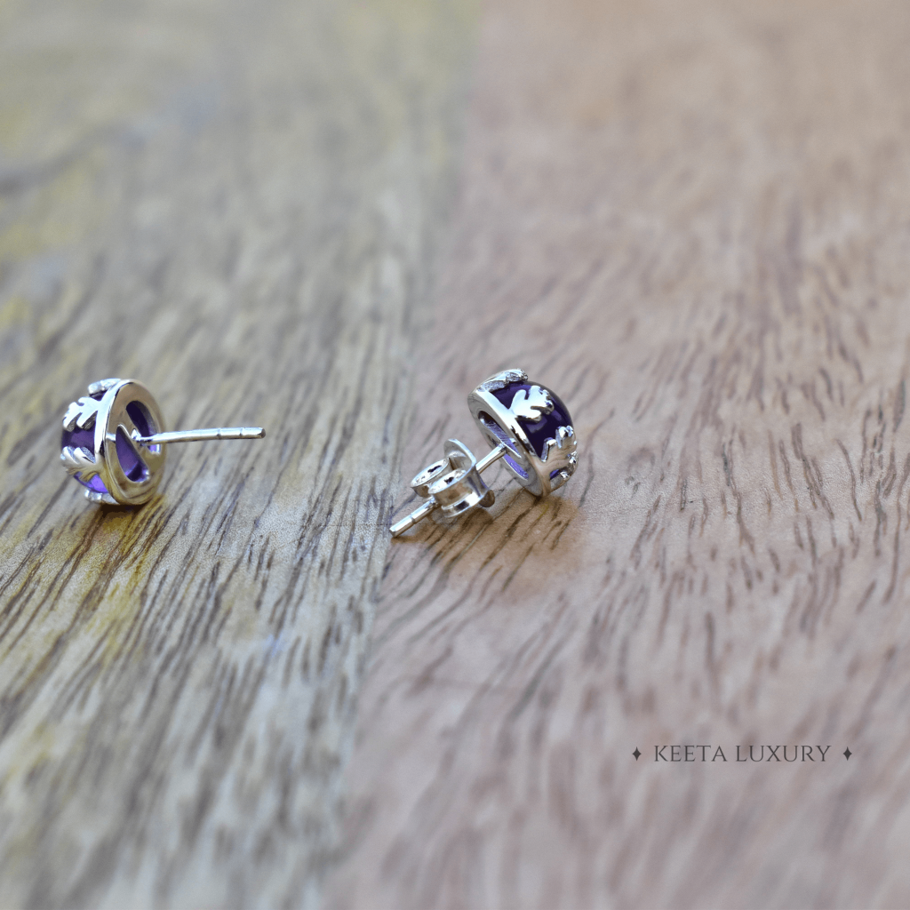 Leaf - Amethyst Stud -