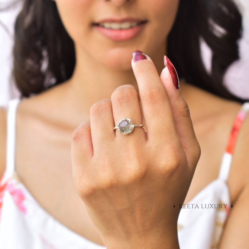 Leafy Bloom - Moss Agate Ring -