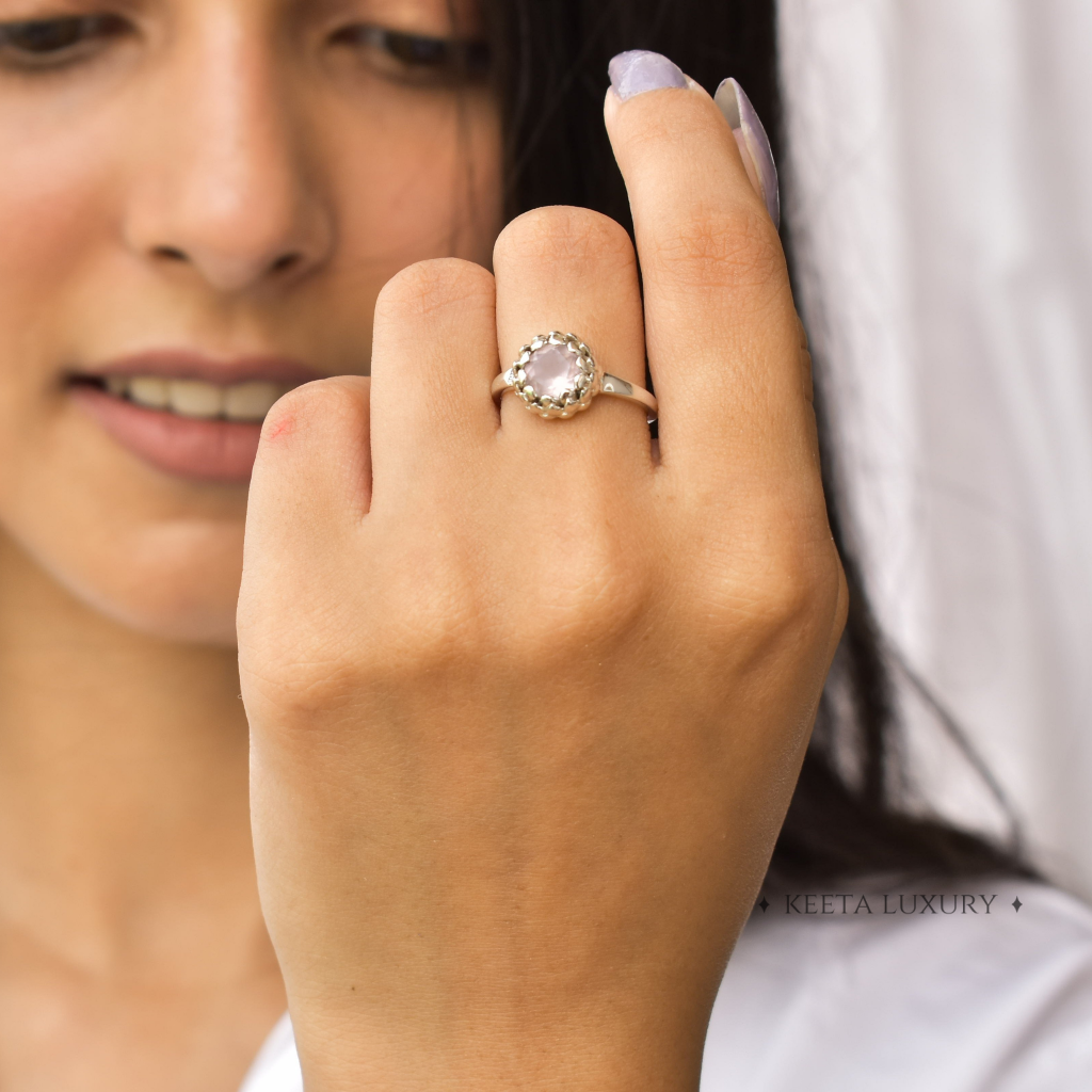 Lotus Bloom - Rose Quartz Ring -