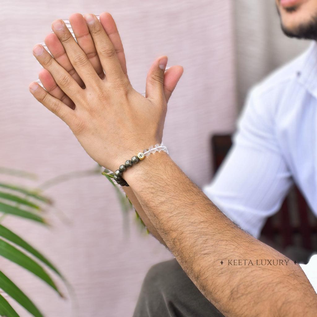 Lotus - Pyrite & Clear Quartz Bracelet -