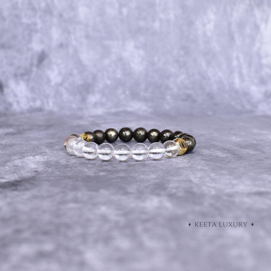 Lotus - Pyrite & Clear Quartz Bracelet -