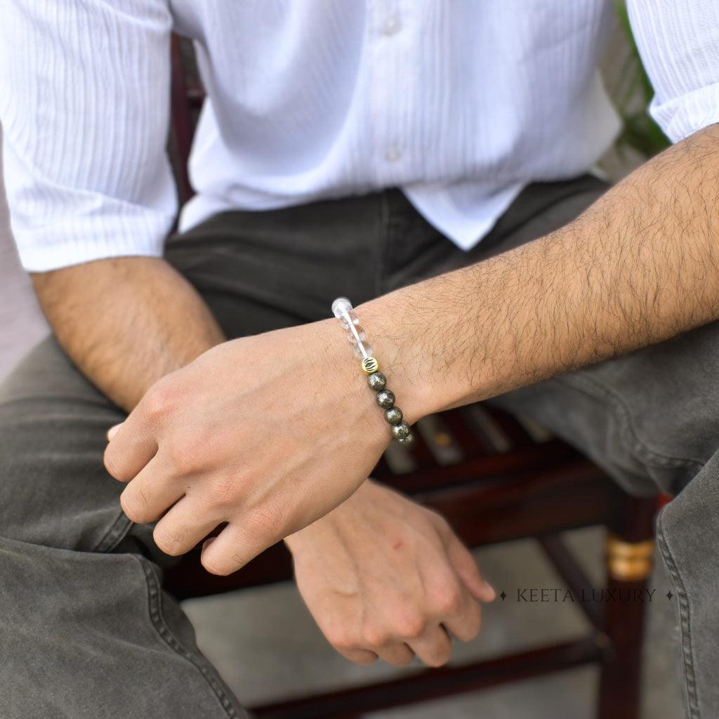 Lotus - Pyrite & Clear Quartz Bracelet -