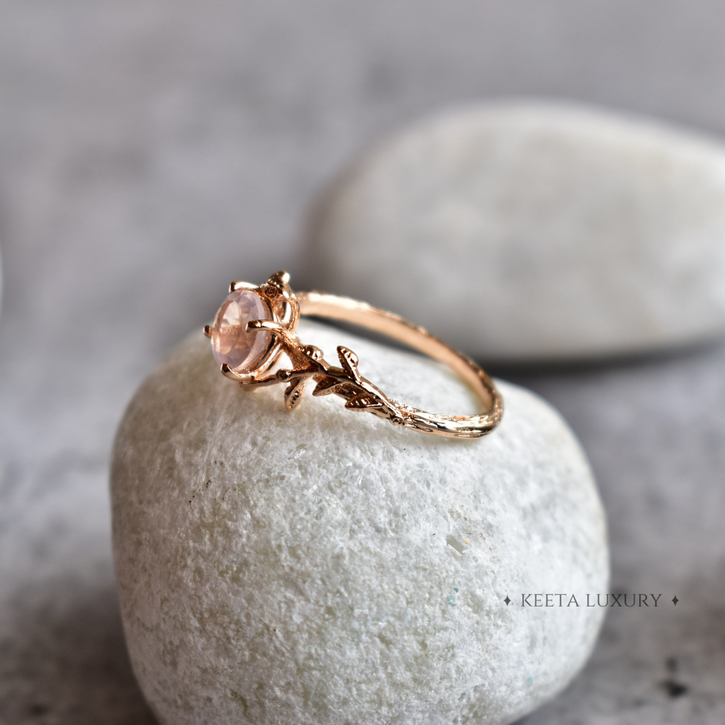 Nature's Embrace - Rose Quartz Ring -