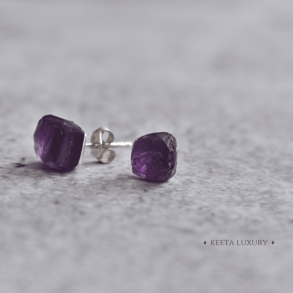 Raw - Amethyst Studs -