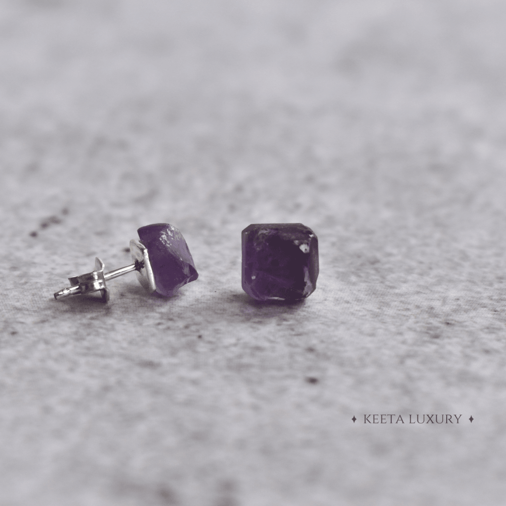 Raw - Amethyst Studs -