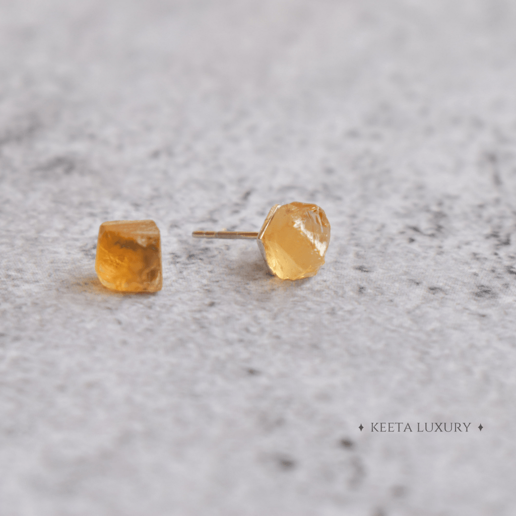 Raw - Citrine Studs -