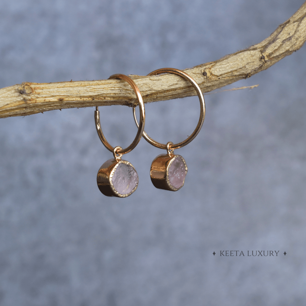 Raw Regency - Rose Quartz Earrings -