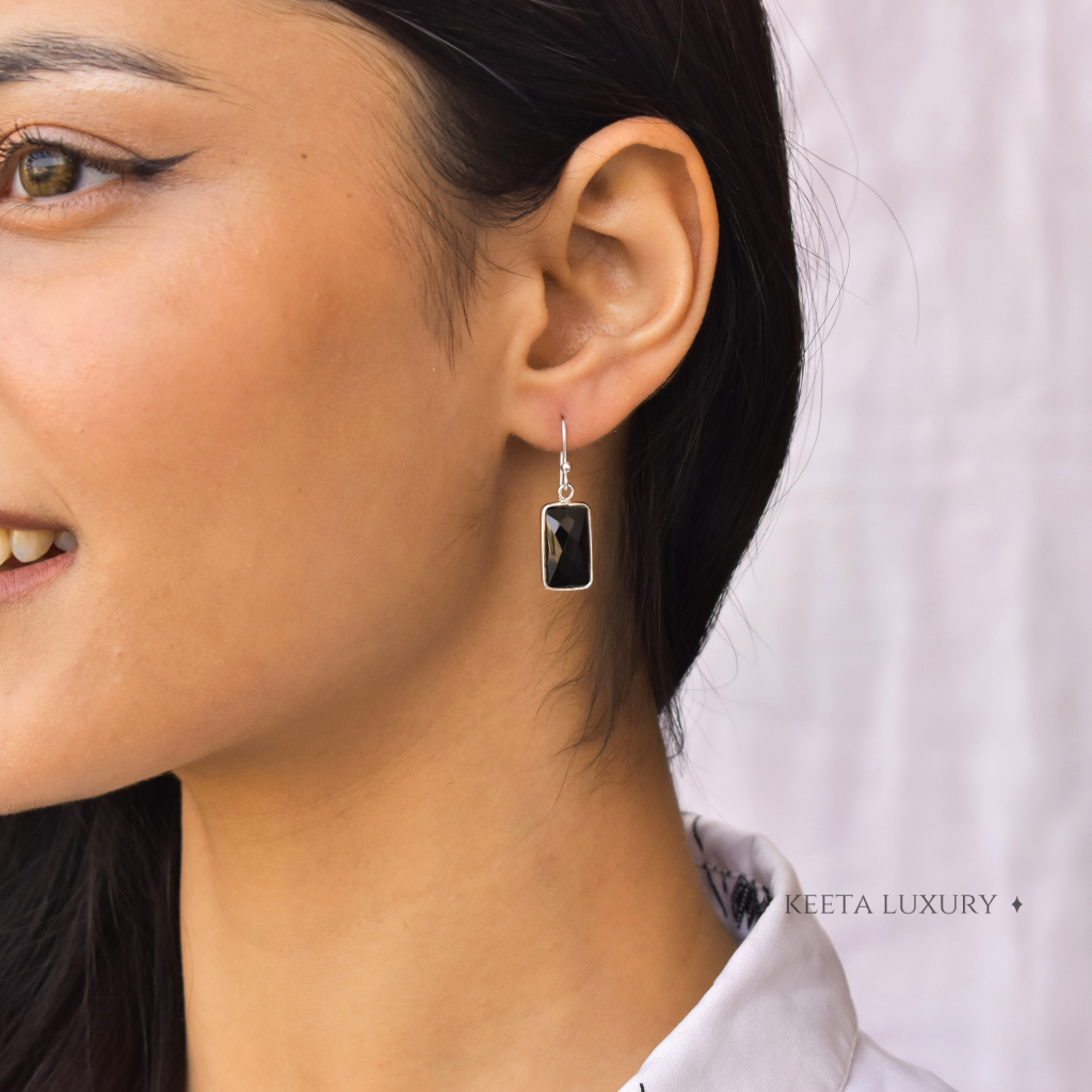 Rectangular Strength - Black Onyx Earrings -