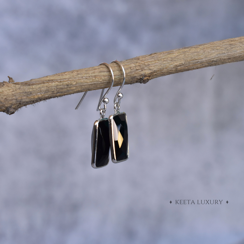 Rectangular Strength - Black Onyx Earrings -