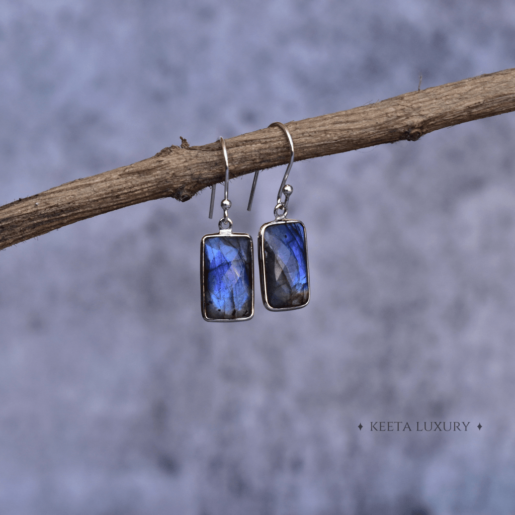 Rectangular Strength - Labradorite Earrings -