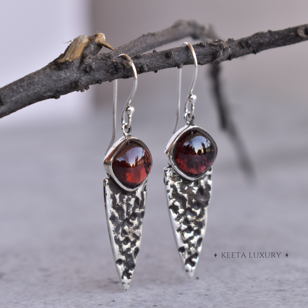 Shield - Garnet Earrings -