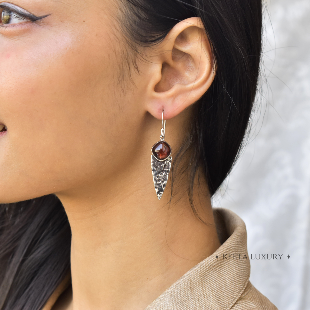 Shield - Garnet Earrings -