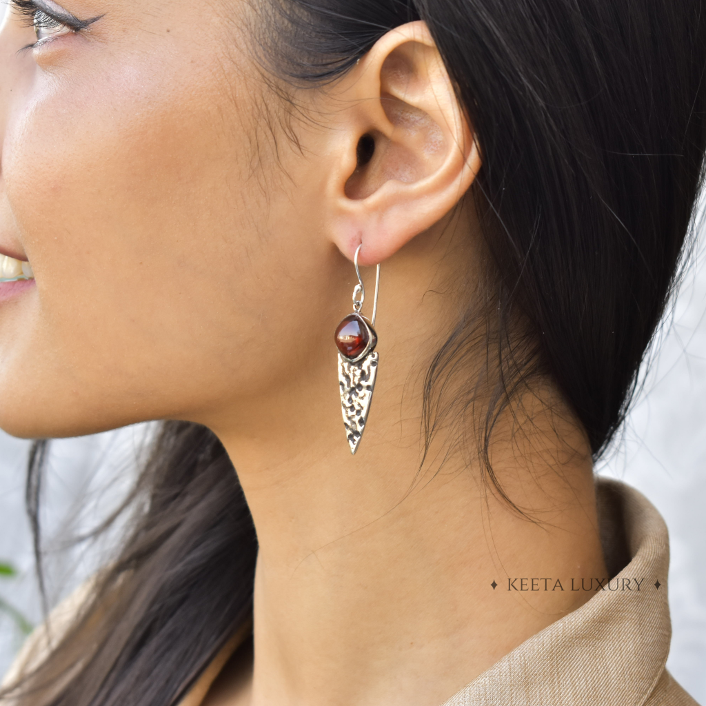 Shield - Garnet Earrings -