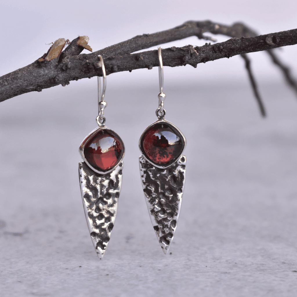 Shield - Garnet Earrings -