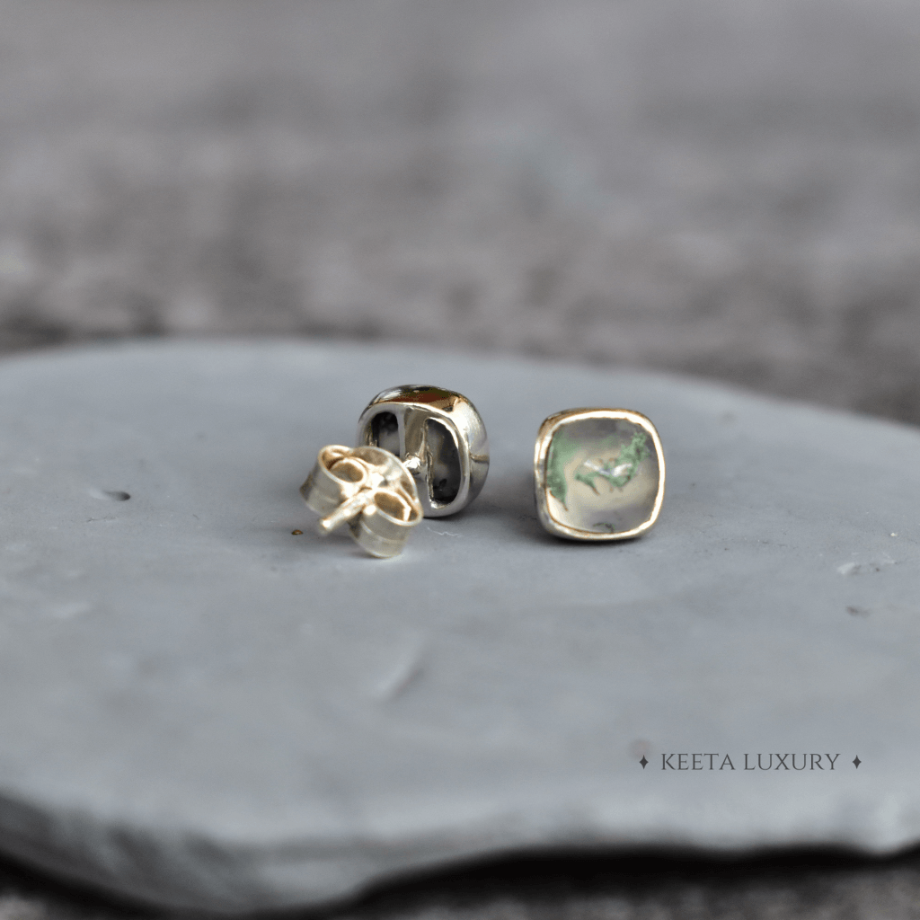 Sugar Loaf - Moss Agate Studs -