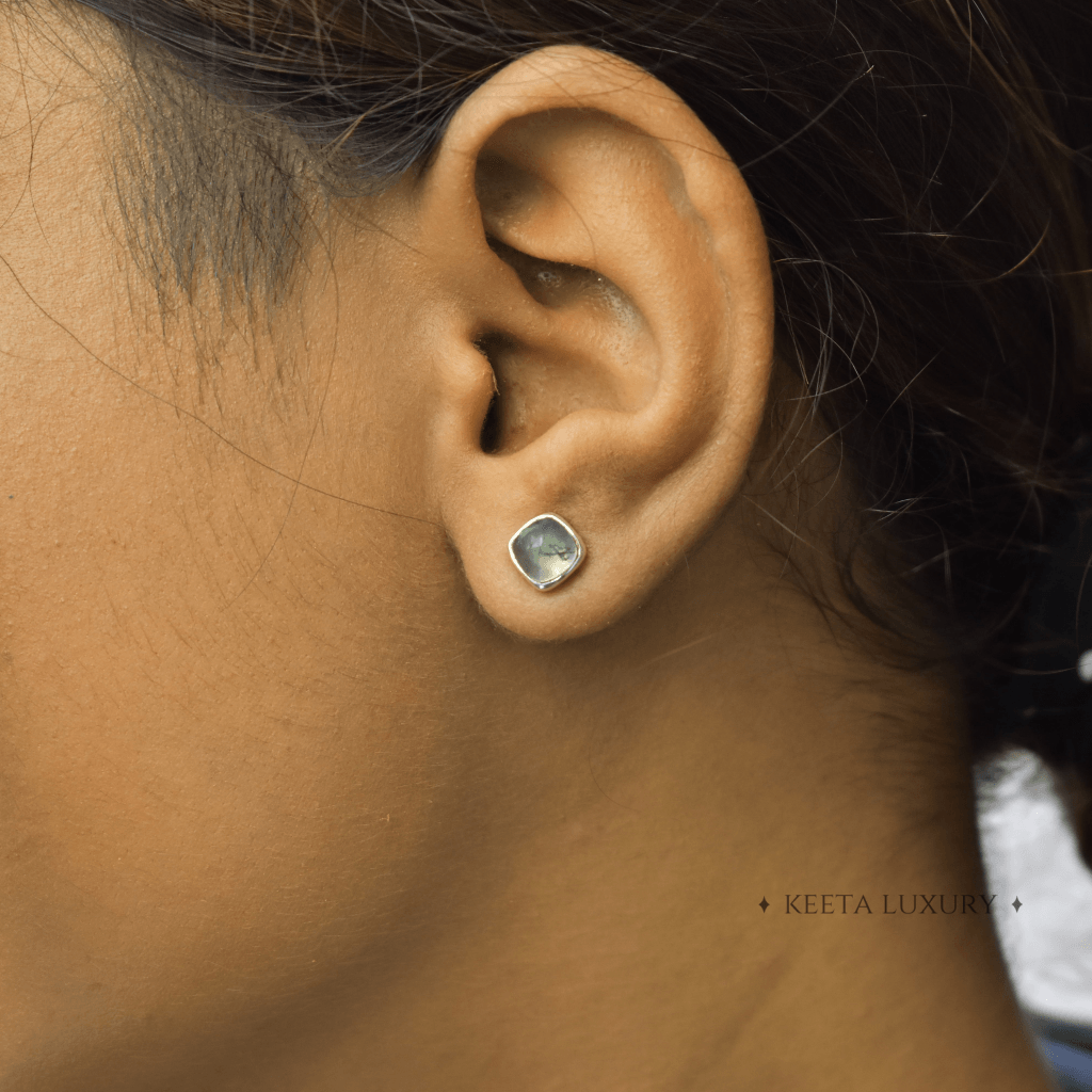 Sugar Loaf - Moss Agate Studs -