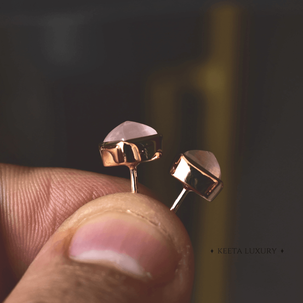 Sugar Loaf - Rose Quartz Studs -