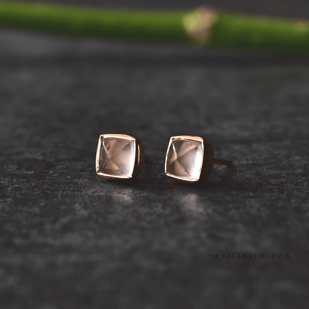 Sugar Loaf - Rose Quartz Studs -