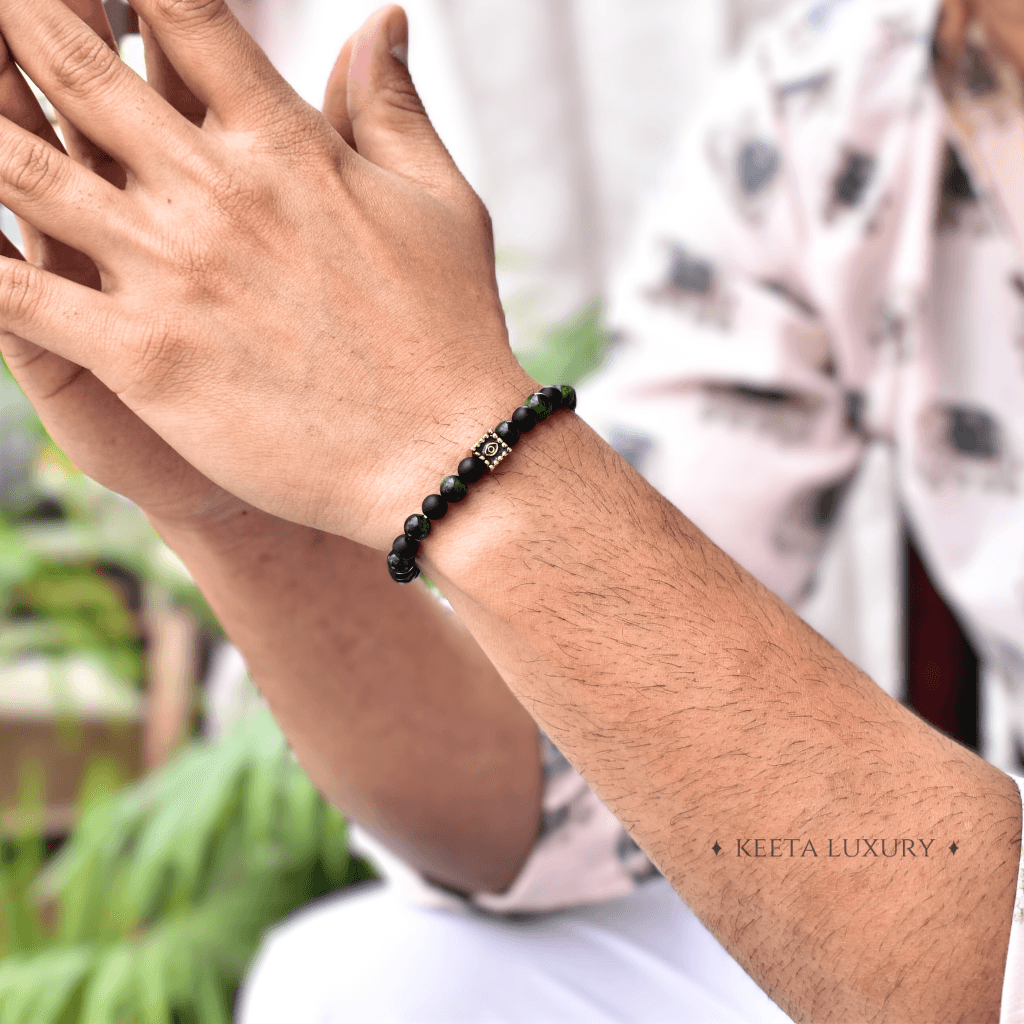 Symbolism Peace - Onyx and Green Tiger Eye Bracelets -