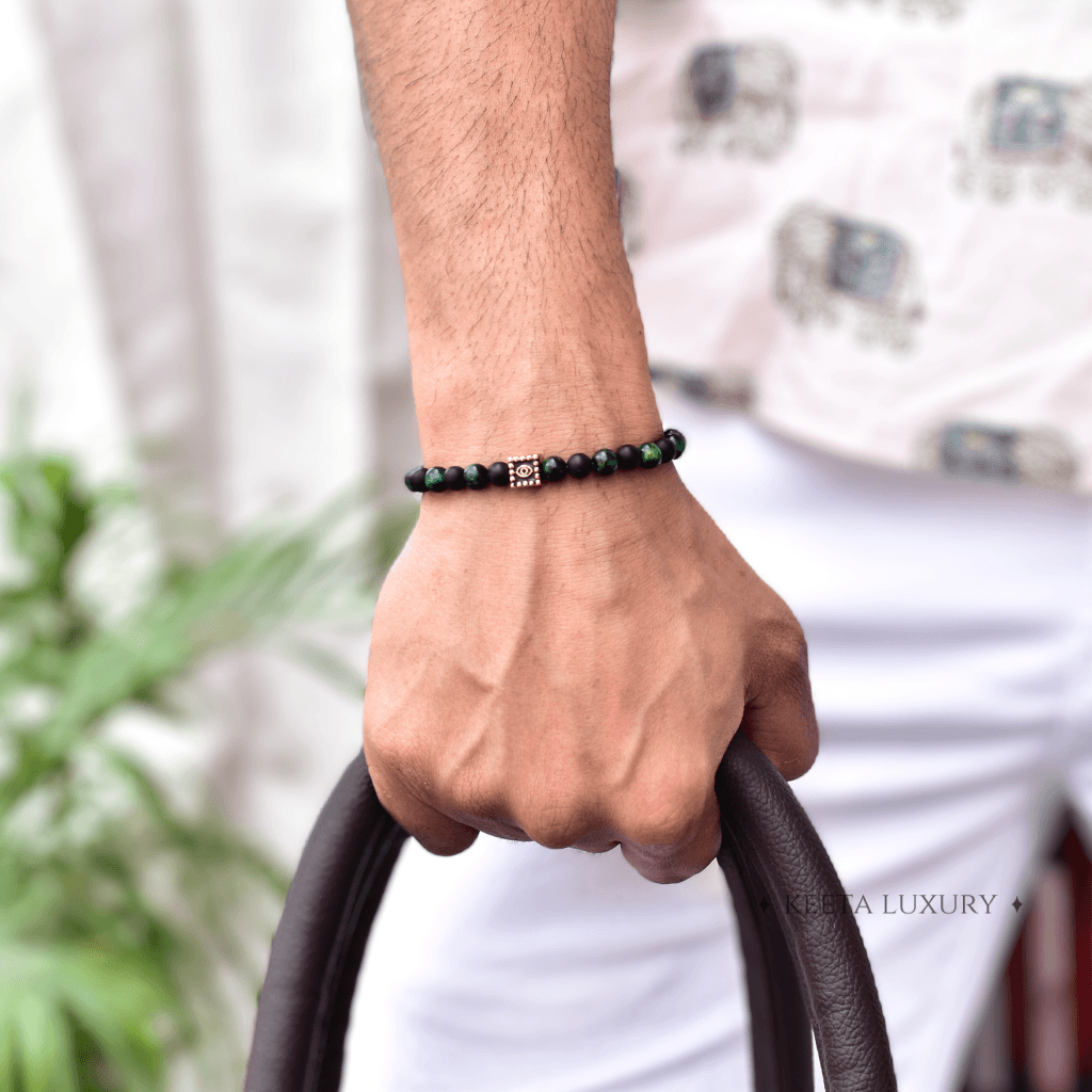 Symbolism Peace - Onyx and Green Tiger Eye Bracelets -