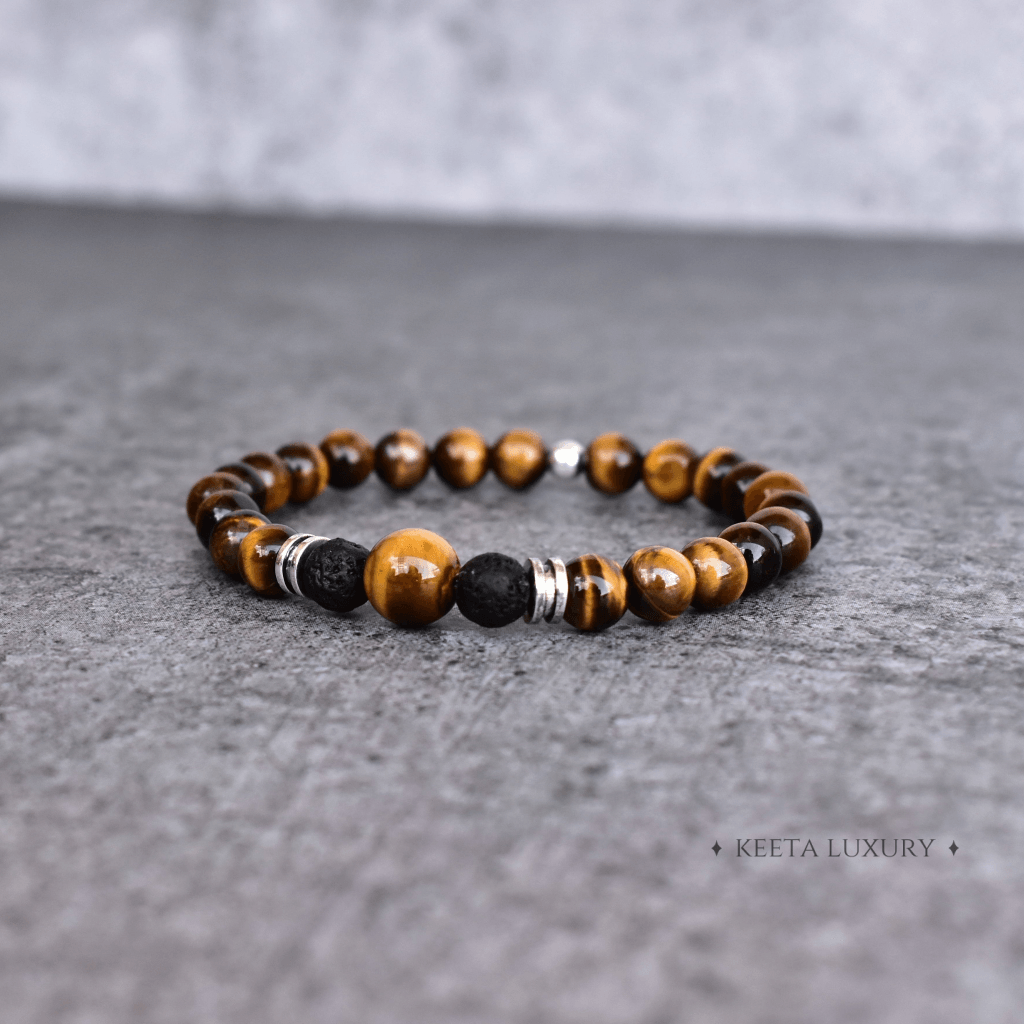 Tiger Being - Tiger Eye and Lava Beads Bracelet -