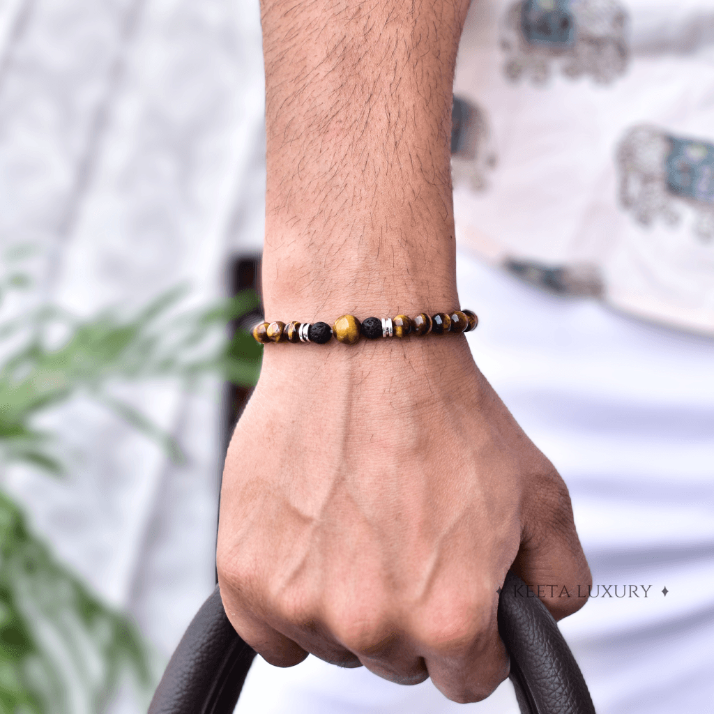 Tiger Being - Tiger Eye and Lava Beads Bracelet -