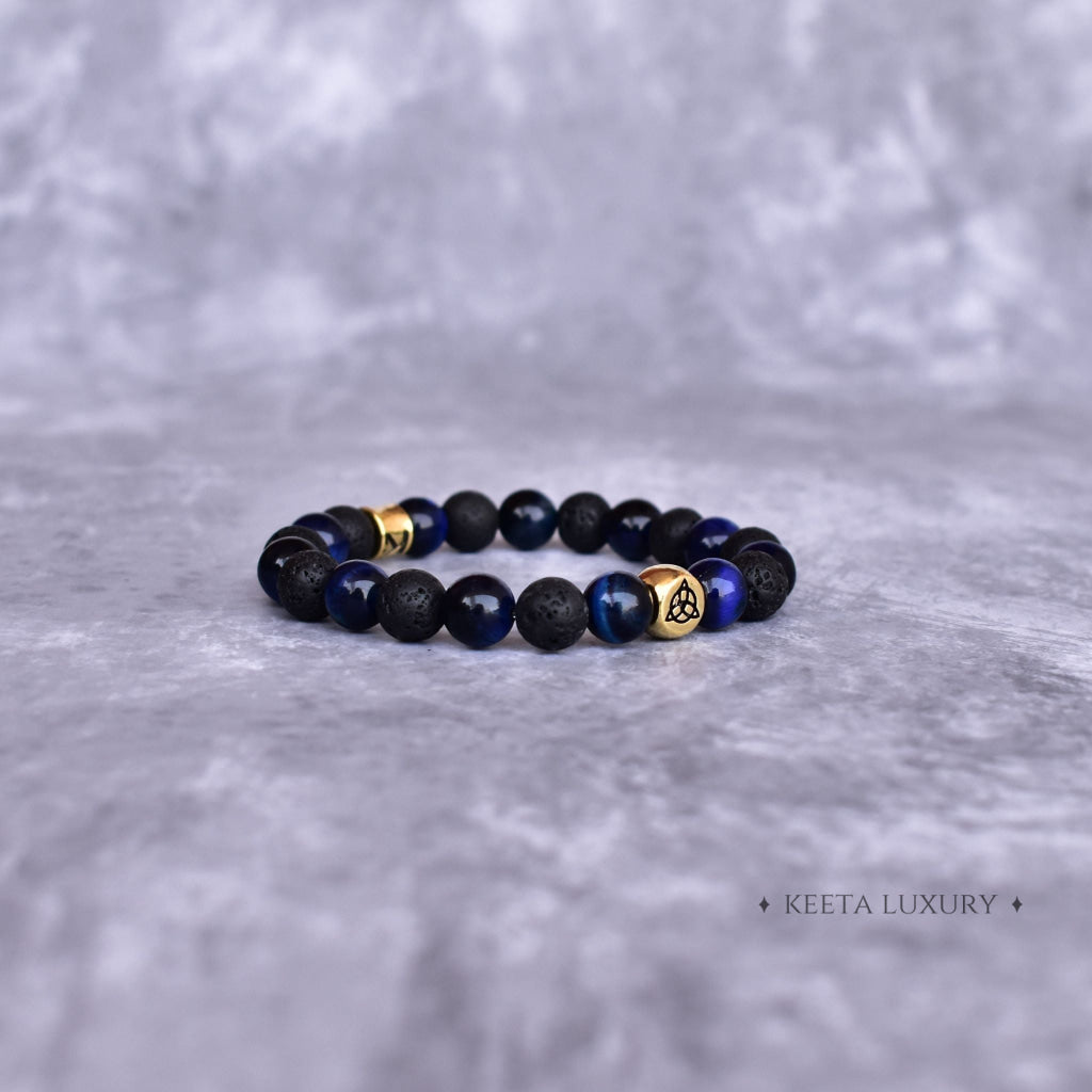 Trinity Magic - Blue Tiger's Eye & Lava Bracelets -