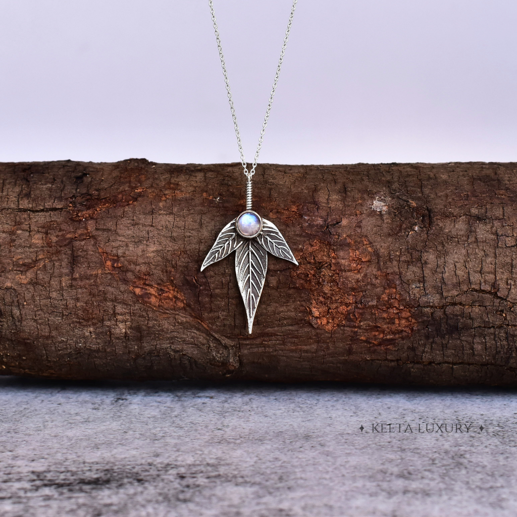 Trio Leaf - Moonstone Necklace -